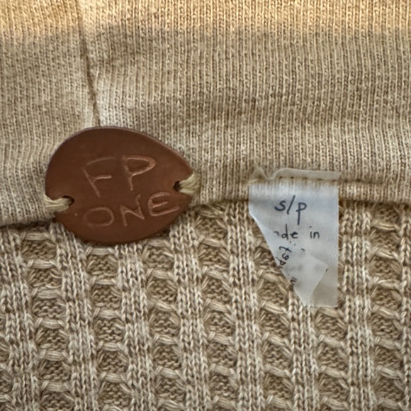 Free People One Mason Tan Waffle Hoodie - Picture 3 of 6